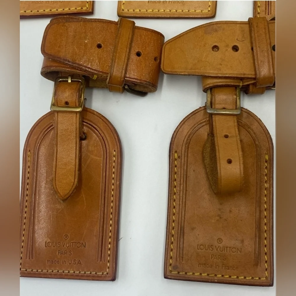 Lots Of Louis Vuitton Tan Leather Luggage Tags with Poignants 20 pcs Total OBO